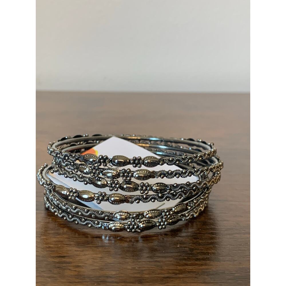 Antika Antique Silver Set of Seven Bangle Bracelets with Designs New with tag - Picture 2 of 5